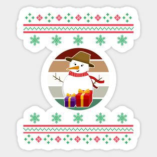 Snowman Faux Ugly Christmas Sweater Funny Holiday Design Sticker